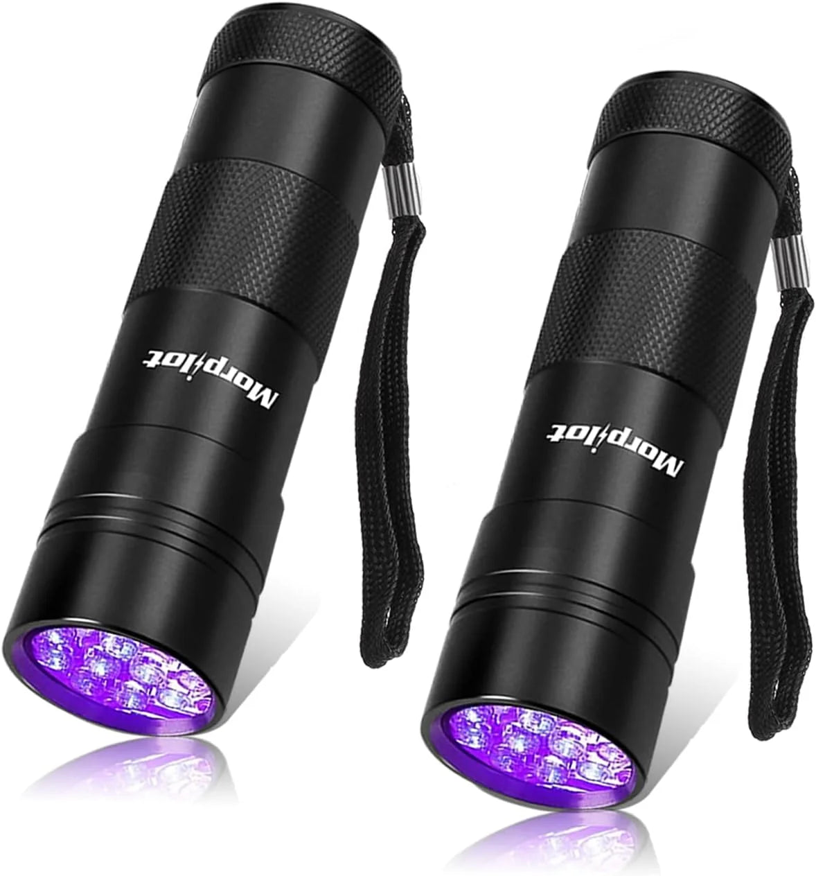 2 Pcs Multifunctional UV Flashlight 12Leds Ultraviolet Blacklight Pet Dog Stain & Urine Detector Light Torch Ultra Violet Flashlight - 3.8*1.2*1.2Inches