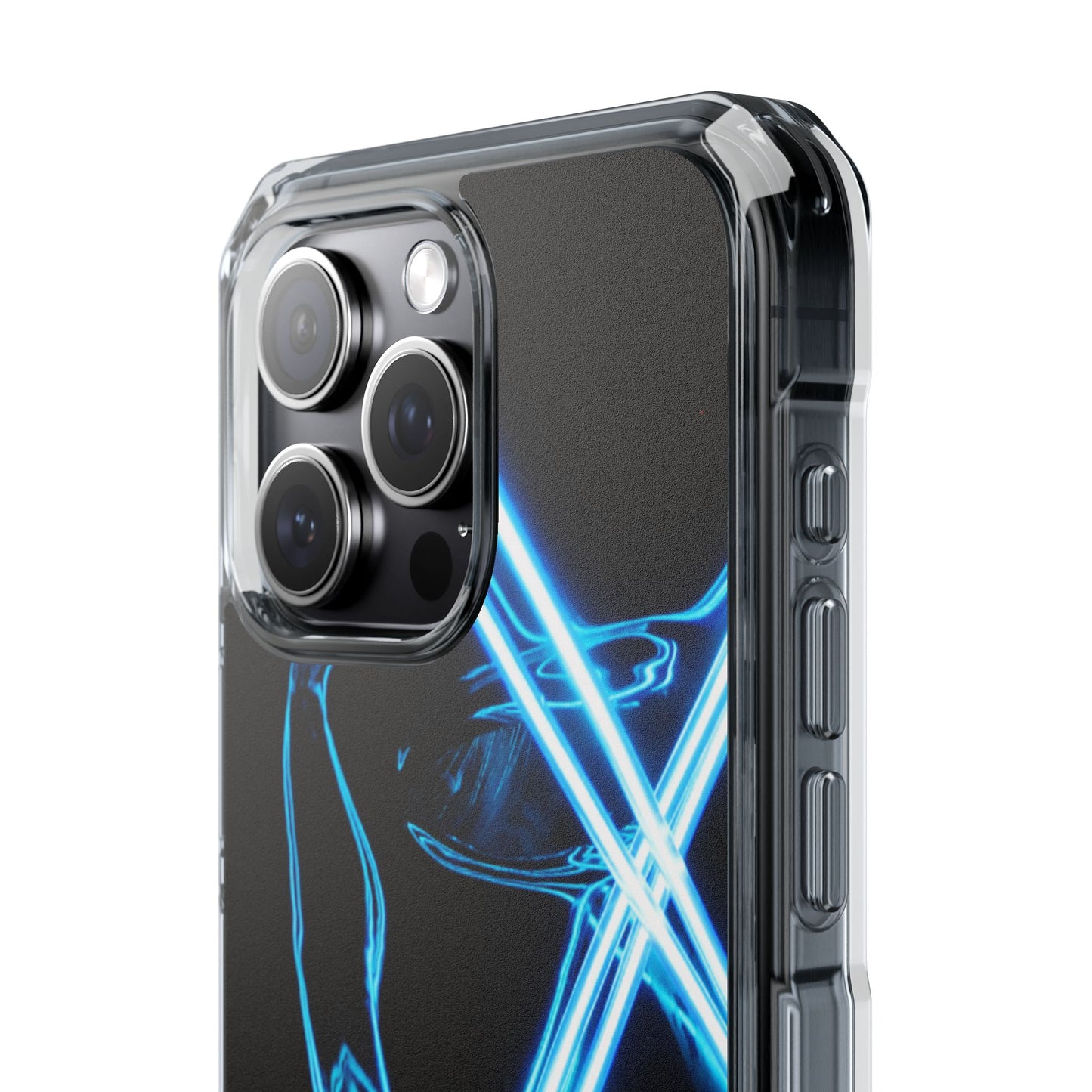 Clear Magnetic Phone Case — Blue Neon Light Design