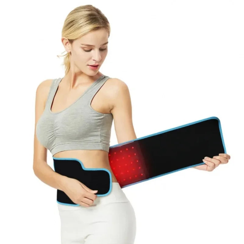 Red Light Waist Massager Belt – 126 LEDs, 640nm Therapy, 50°C Heat Compress, USB Charging