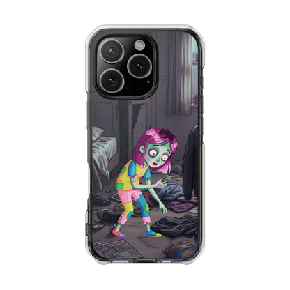 Zombie Girl Clear Magnetic Phone Case — Cute Spooky Cartoon iPhone Cover