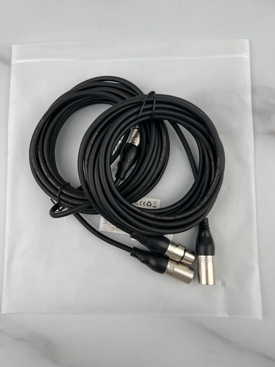 XLR Cable 50Ft 2 Packs - Premium Balanced Microphone Cable with 3-Pin XLR Male to Female Mic Speaker Cable, Black