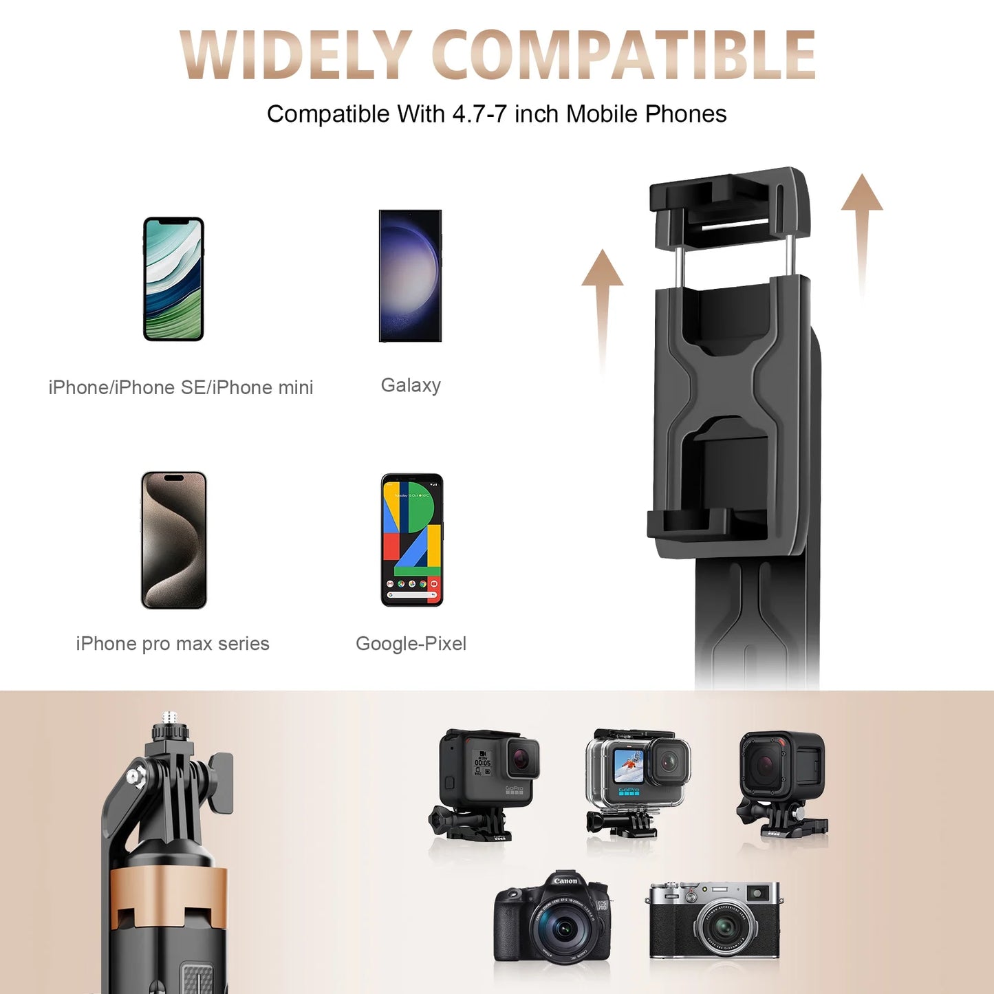 Selfie Stick Phone Tripod - 71 Inch Tall Cell Phone Holder with Remote, Phone Stand with 1/4 Inch Screw Mount for Recording, Compatible with Iphone, Android Phone, Camera & Gopro