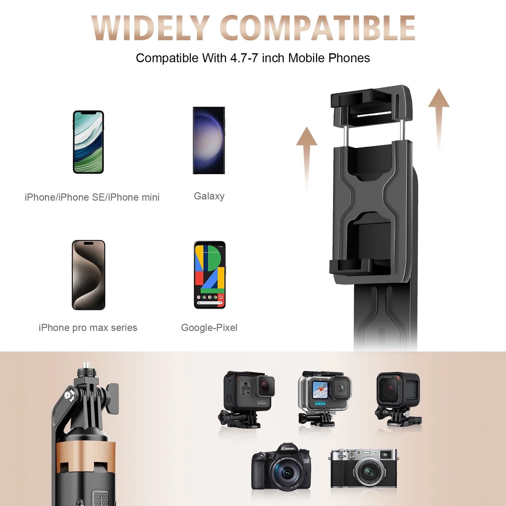 Selfie Stick Phone Tripod - 71 Inch Tall Cell Phone Holder with Remote, Phone Stand with 1/4 Inch Screw Mount for Recording, Compatible with Iphone, Android Phone, Camera & Gopro
