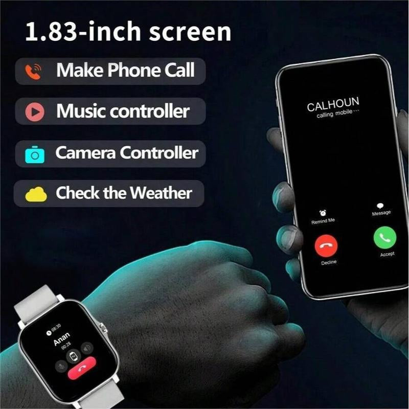 1.83" HD Smartwatch: SIMSONLAB BT Calling, Fitness & Weather, iOS/Android