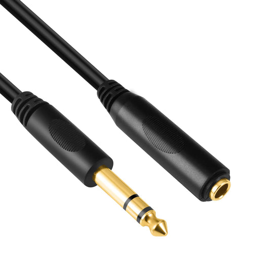 6.35Mm 1/4" Inch TRS Plug Male to 1/4 Female Headphone Guitar Extension Cable Cord, Gold Plated Audio Cable Stereo Extender, 10 Feet (3 M)