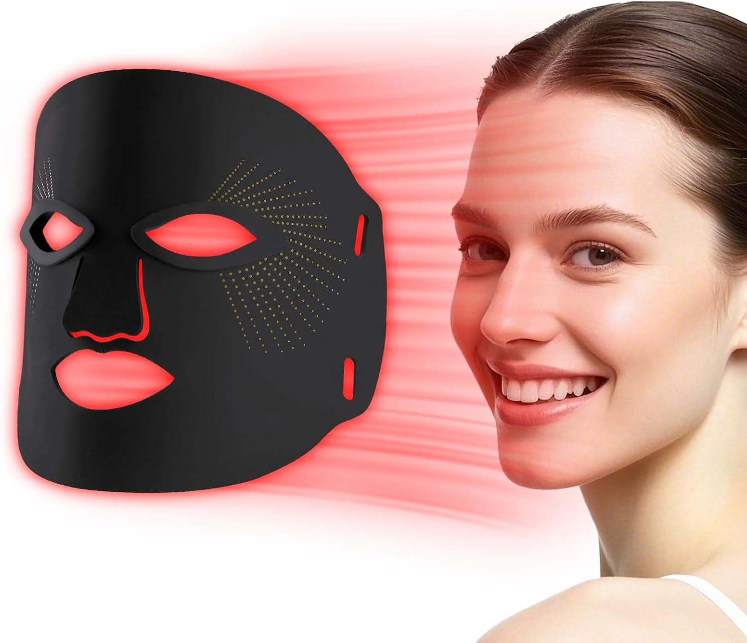 Red Light Therapy for Face, Red Light Therapy Mask, 7 Colors LED Facial Mask for Wrinkle Remove & anti Aging, Skin Care Home Use, Black (Upgraded Version)