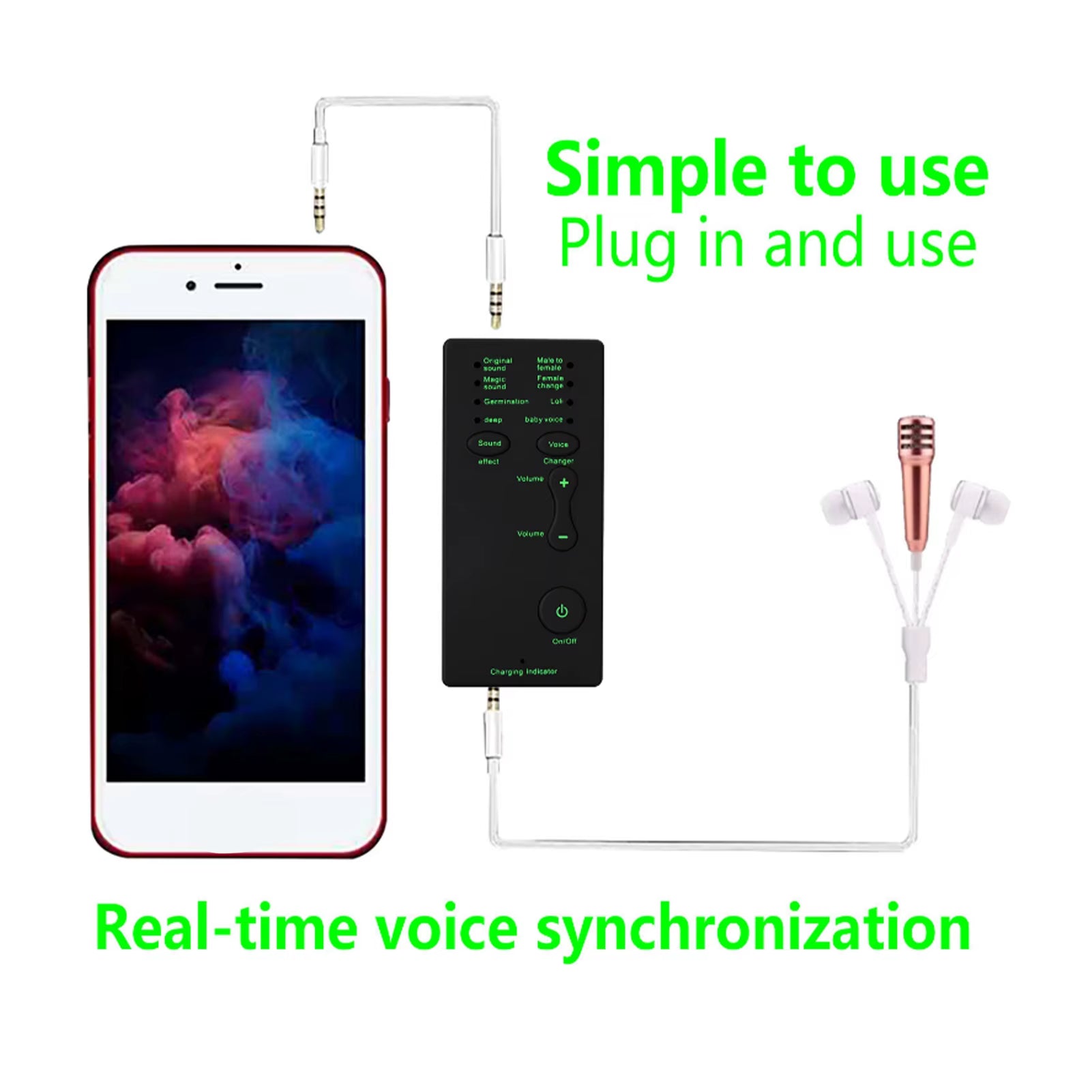 External Sound Card Portable Voice Changer Live Broadcast Sound Card for Mobile Phone PC (English Version) Audio Sound Card