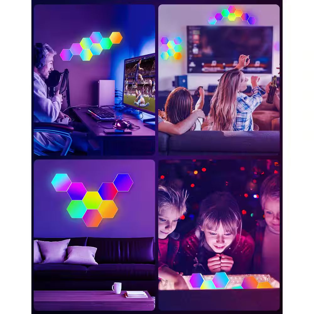 8 Pack Led Lights Wall Panels, RGB Gaming Lights with APP Smart Modular Panel