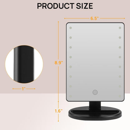 Lighted Makeup Mirror with Lights 16 Led Vanity Makeup Mirror with Adjustable Brightness and 180 Degree Rotation Touch Screen Dual Power Supply Gifts for Teens Girls Women
