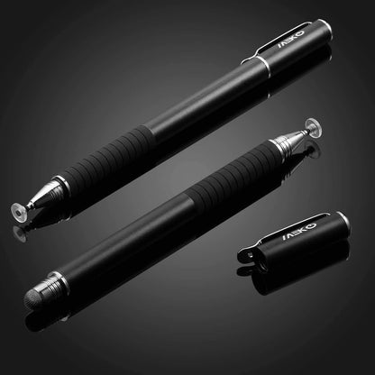 Universal Stylus,[2 in 1 Precision Series] Disc Stylus Touch Screen Pens for All Capacitive Touch Screens Cell Phones, Tablets, Laptops Bundle with 6 Replacement Tips - (2 Pcs, Black/Black)