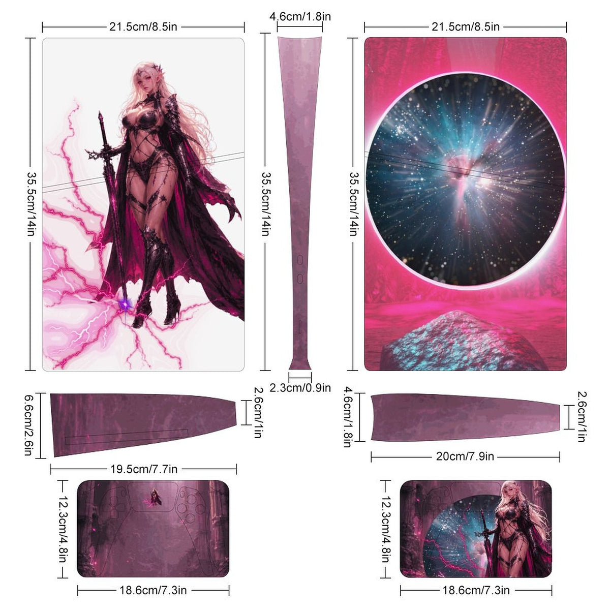 Console Skin Kit – Starborn Fury – Compatible with PS5 Slim Digital Edition