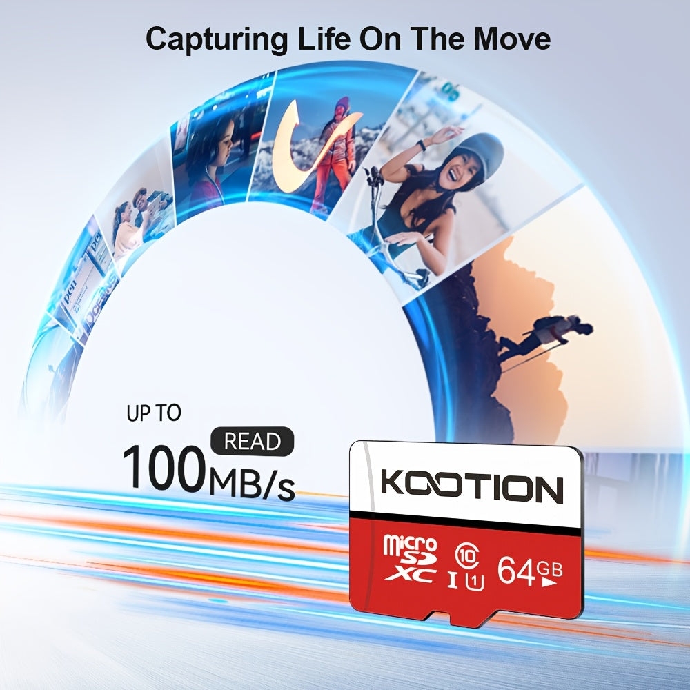 KOOTION High-Speed TF microSD Card Multi-Pack – UHS-I U1 C10 Memory Cards with SD Adapter, Full HD 1080P Recording, Up to 90MB/s Read, For Phones, Cameras, Drones & Dash Cams