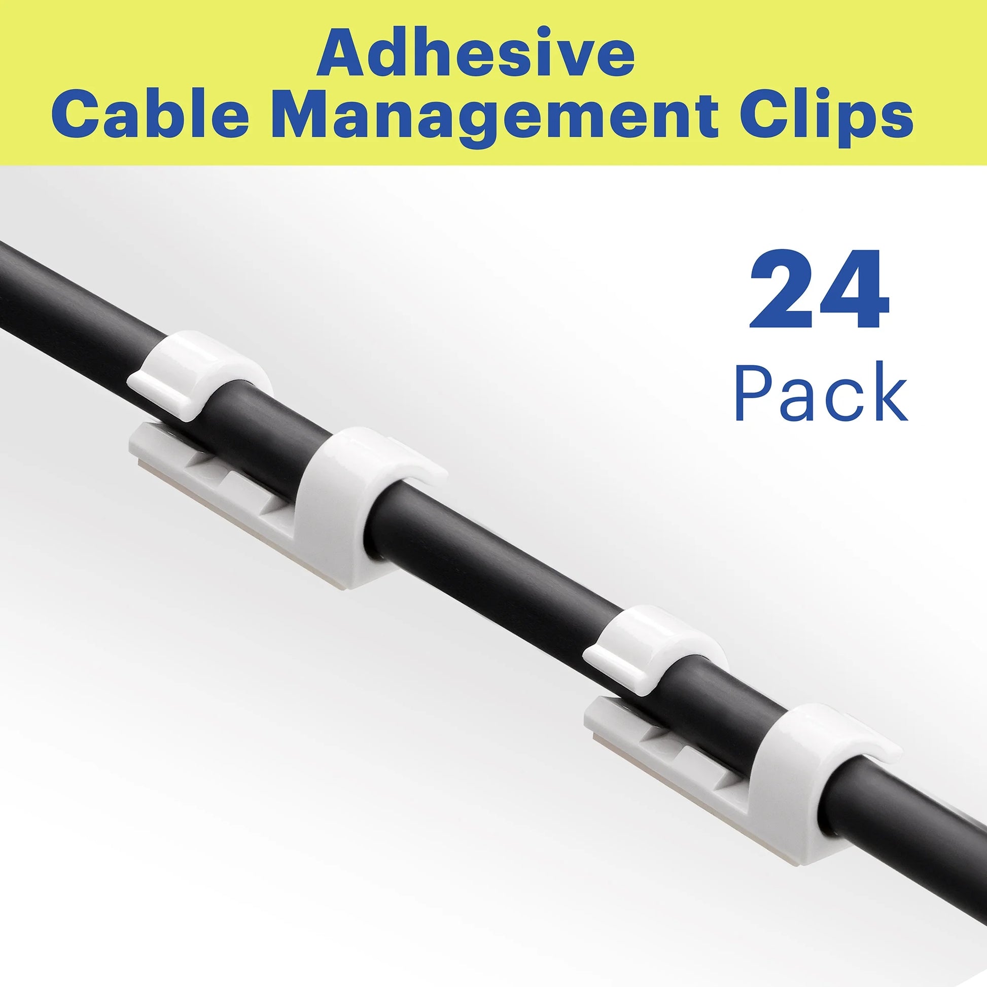 Peel and Stick Adhesive Cable Management Clips, 24 Count