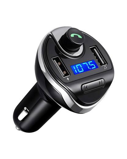 Bluetooth Car Adapter - Hands free Calls, FM Transmitter & Dual USB Charger