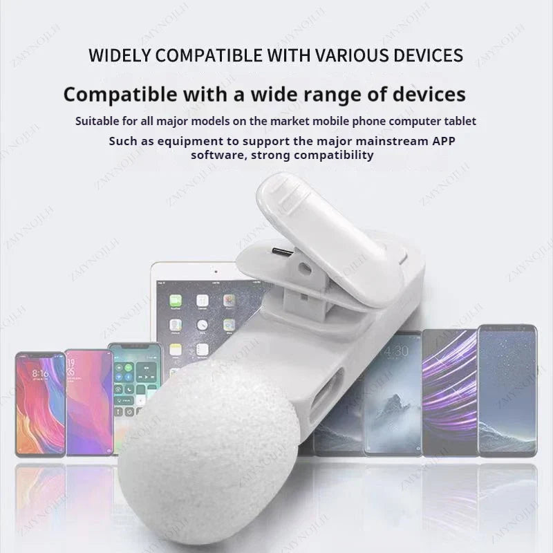 Wireless Lavalier Microphone Set (K1) – Dual Clip-On Mics + Receiver, 9ms Low Latency, Noise Reduction, Omnidirectional Pickup, 20m Range, 10-Hour Battery, Lightning/Type‑C Charging, iPhone/Android/PC/Camera Compatible