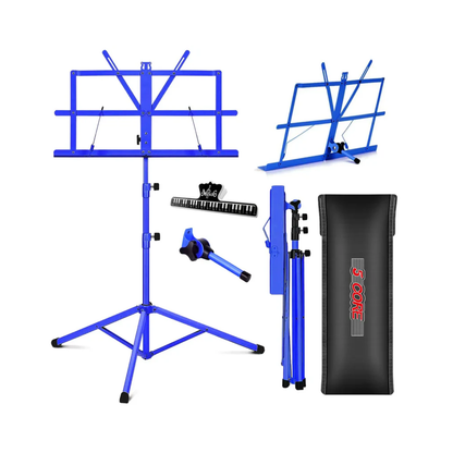 All-Metal Sheet Music Stand (Blue) – Portable Adjustable Desktop Book Holder, Foldable Bookstand for Musical Instruments, Model D0100H7WSJJ (MUS FLD BLU)