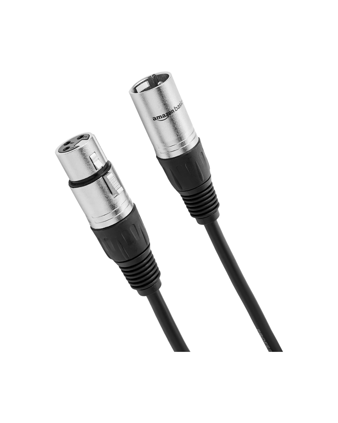Amazon Basics XLR Microphone Cable – 10ft Male to Female Balanced 3-Pin, All-Copper Conductors, Copper Spiral Shielding, Zinc Alloy Connectors, Flexible PVC Jacket