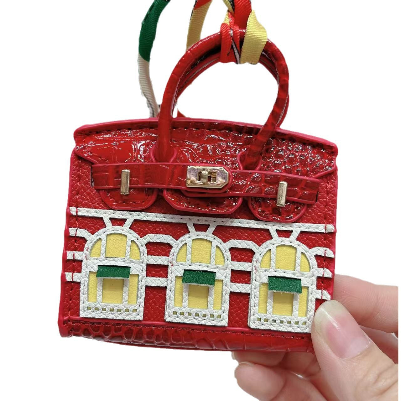 Mini House Bag Pendant – Vintage Microfiber Earbud Keychain Pouch, Backpack & Key Accessory