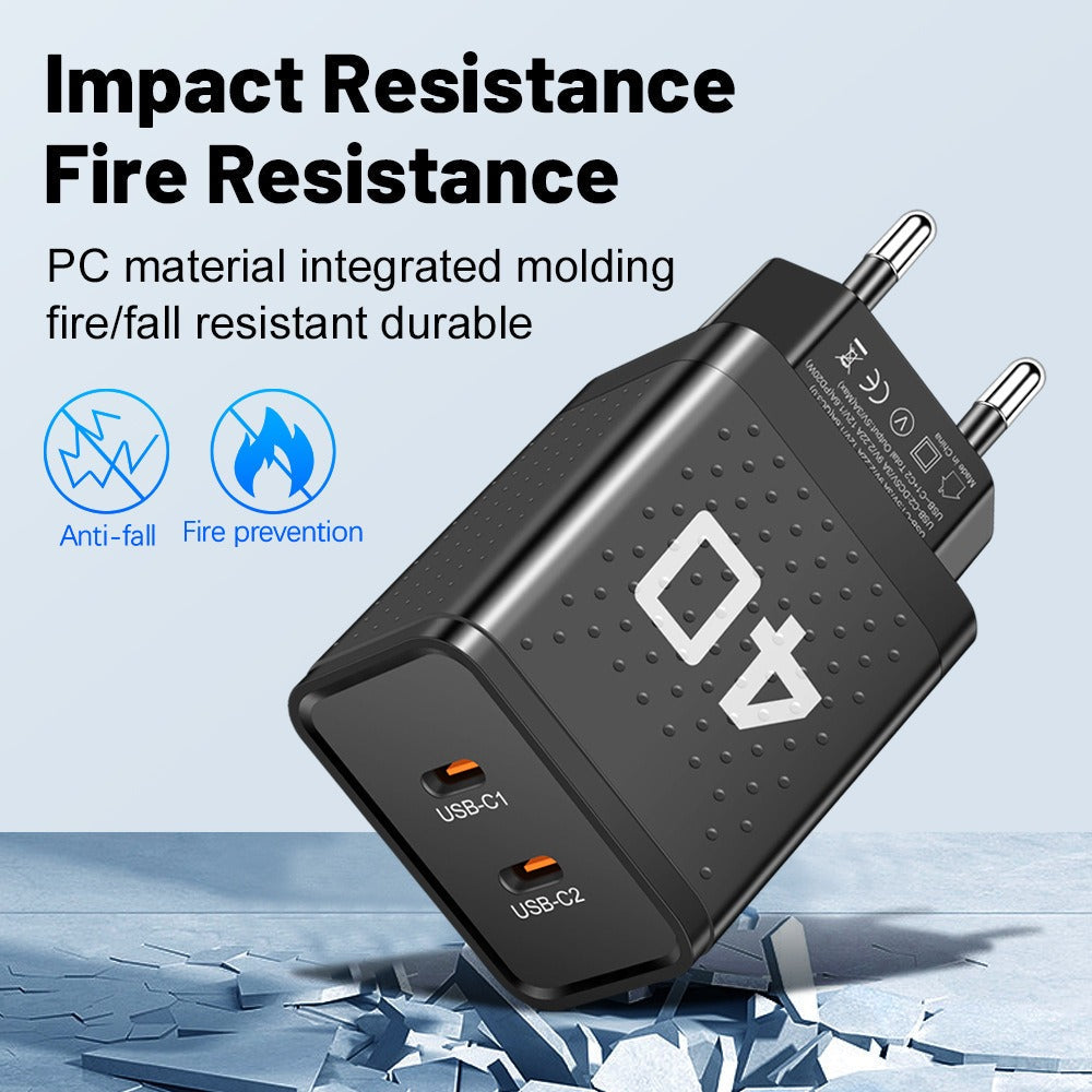 USB-C Wall Charger – Dual Port 40W Fast Charging