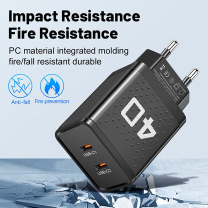 USB-C Wall Charger – Dual Port 40W Fast Charging