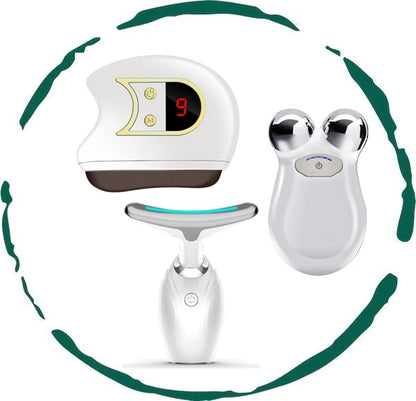 At-Home Spa Skincare Bundle – LED Face & Neck Therapy, Electric Gua Sha, Microcurrent Facial Toning Set