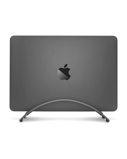 BookArc Vertical MacBook Stand – Space-Saving Aluminum Laptop Dock, Closed-Clamshell Desktop Mode, Built-In Cable Catch, Spill-Resistant Elevation, Improved Airflow, Includes 3 Interchangeable Inserts