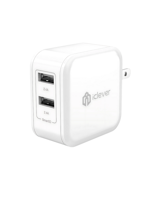 24W Dual USB Wall Charger - Foldable Travel Adapter for iPhone/iPad