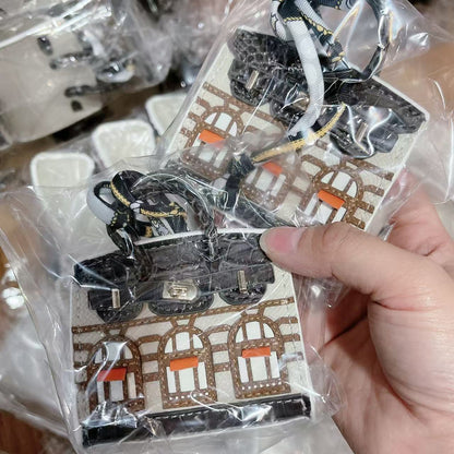 Mini House Bag Pendant – Vintage Microfiber Earbud Keychain Pouch, Backpack & Key Accessory