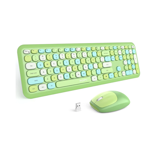Candy Color Wireless Keyboard & Mouse Combo – Silent Slim 2.4G Set, 110 Keys, One USB Receiver, Full-Size with Number Pad, Windows/Mac Compatible