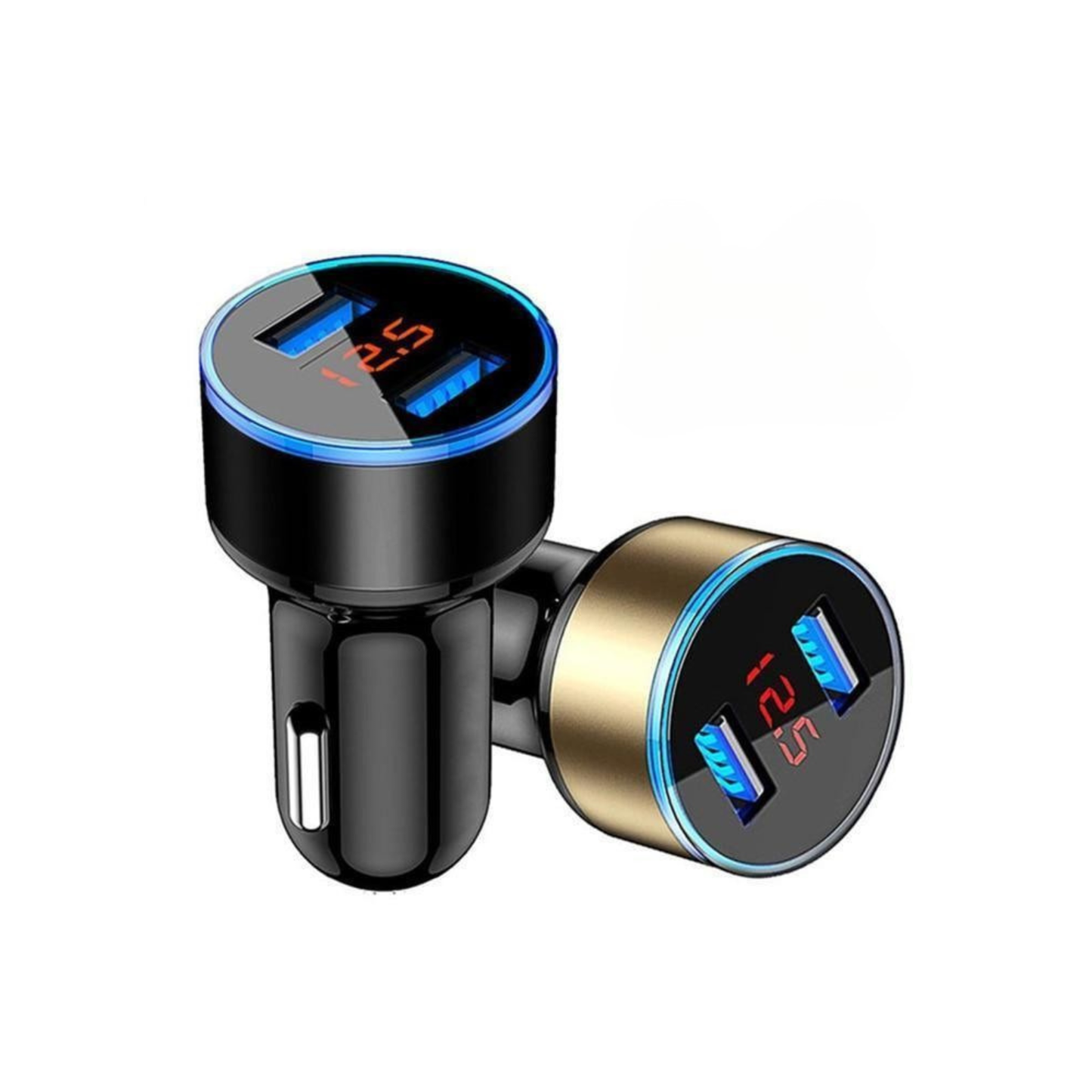 Car Charger with Voltage Display – Dual USB Fast Charging