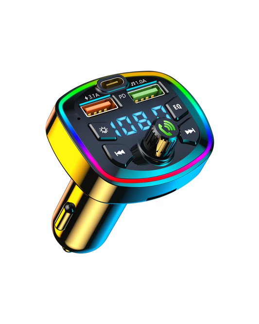Bluetooth 5.0 FM Transmitter - Car MP3 Player with 2 USB Charger & 7-Color Backlight
