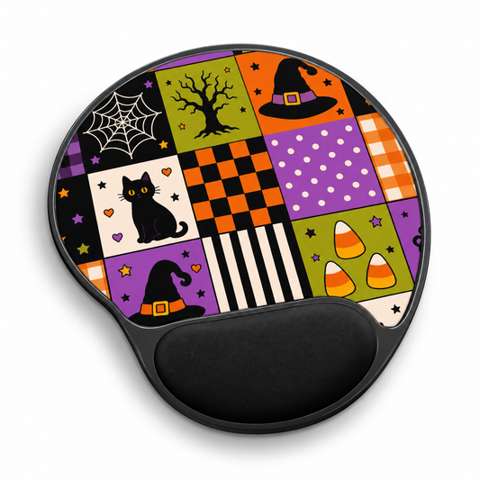 Ergonomic Mouse Pad – Spooky Patchwork