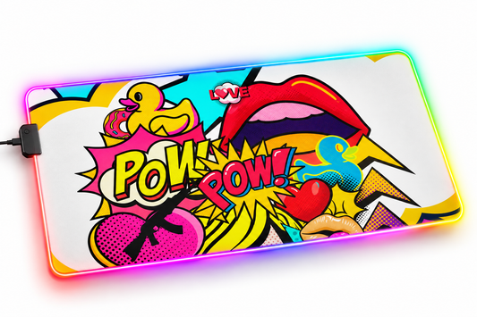 Pop Art LED Gaming Mouse Pad — POW! Comic RGB Desk Mat