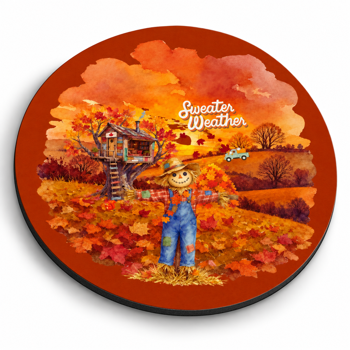 Round Mouse Pad – Sweater Weather