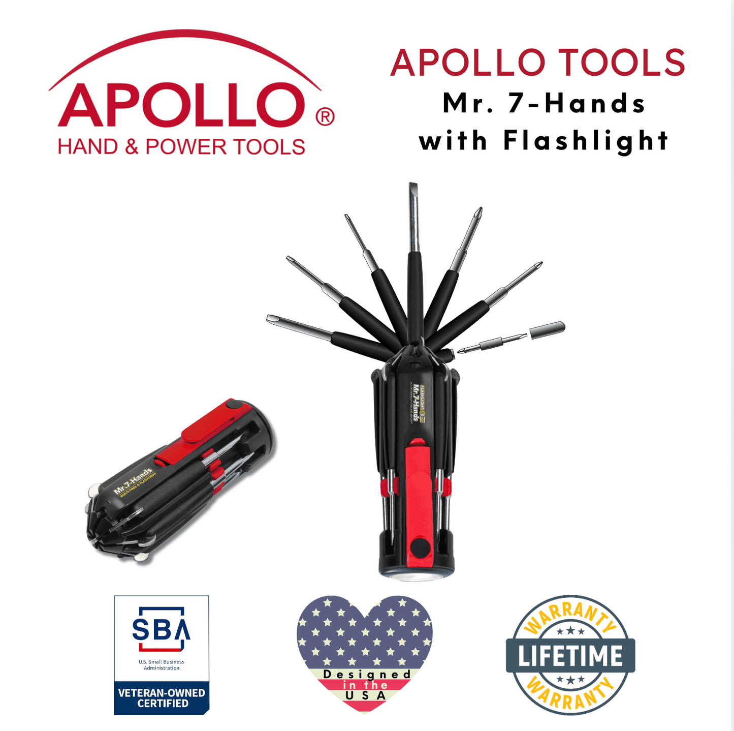 Mr. 7-Hands Multi-Function LED Flashlight - Model DT1719