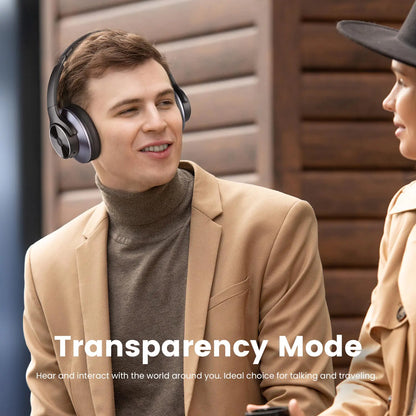 OneOdio A10 ANC Wireless Headphones – -35dB Noise Cancelling, Hi-Res Audio, USB-C Fast Charge, 40mm Drivers, 35–45H Battery, Dual Device, Case Included