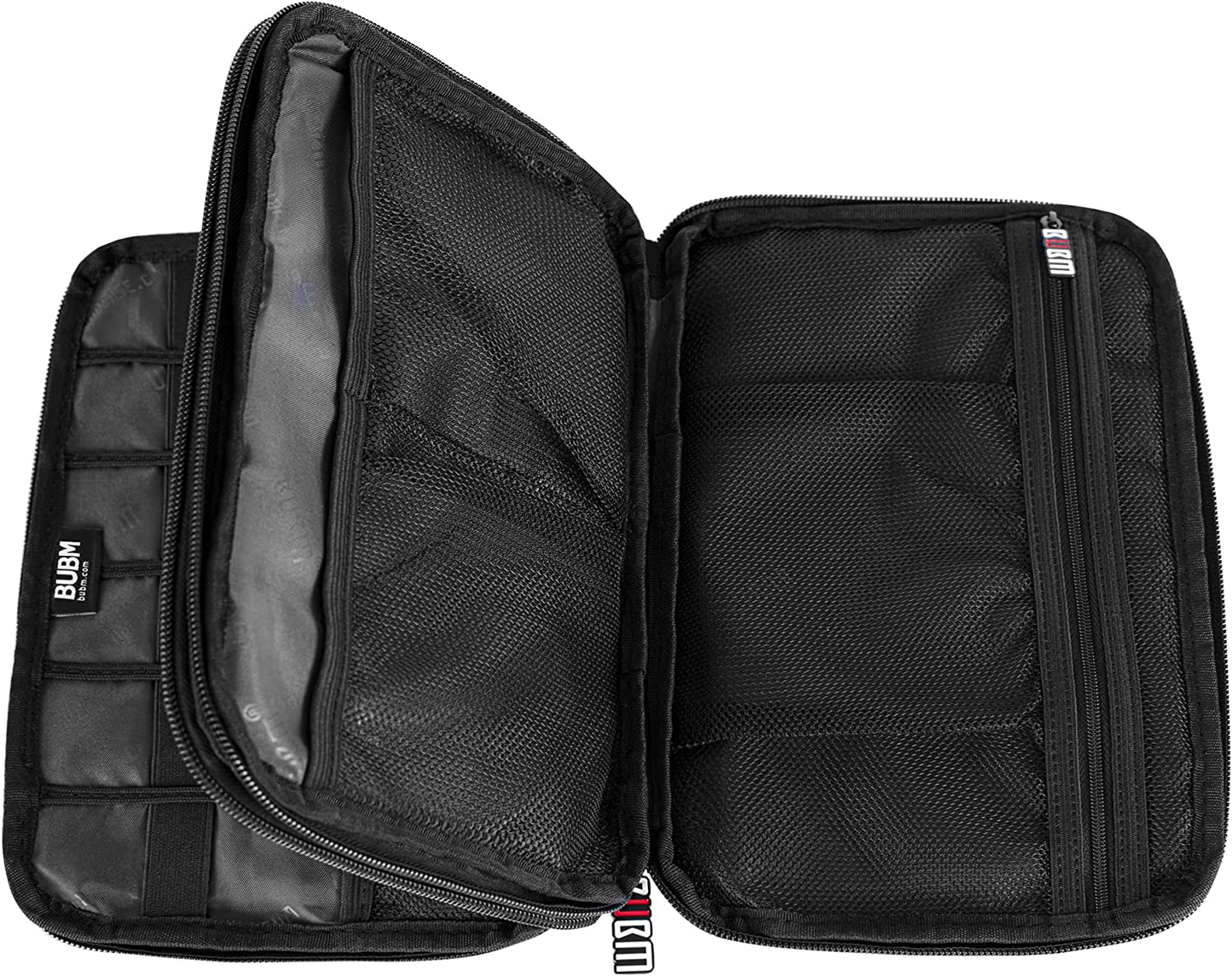 Double Layer Electronics Organizer Bag – Water-Resistant, Padded Tech Case, Fits iPad Mini, Travel-Ready (9.8" x 7" x 1")