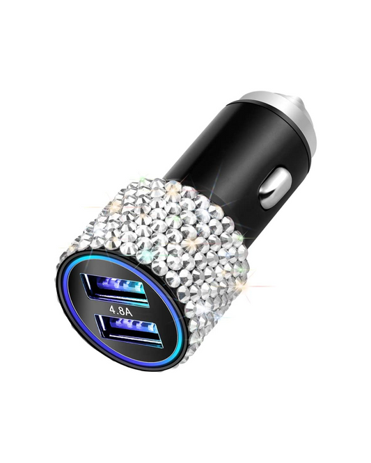 Dual USB Car Charger - 4.8A Crystal Diamond Fast Charging Adapter