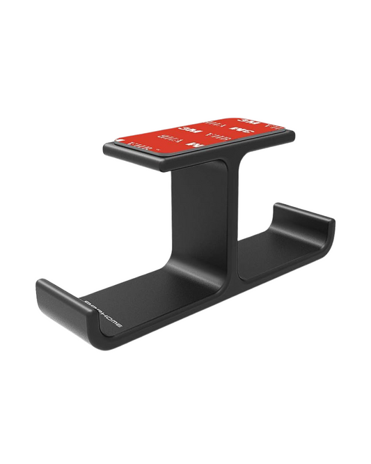Dual Headset Mount Under Desk: Aluminum, Stick-On for PC Gaming