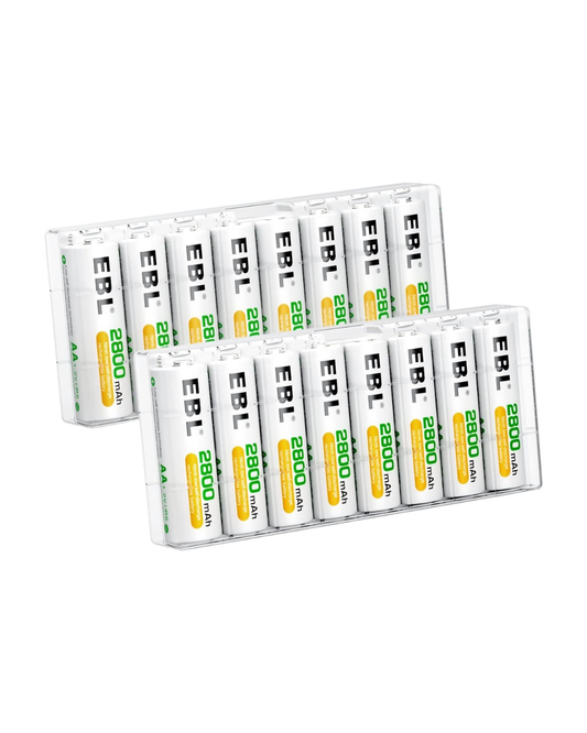 EBL AA Rechargeable Batteries 2800mAh Ready2Charge – 16 Pack High Capacity Rechargeable AA Batteries for Cameras, Toys, Flashlights and Controllers