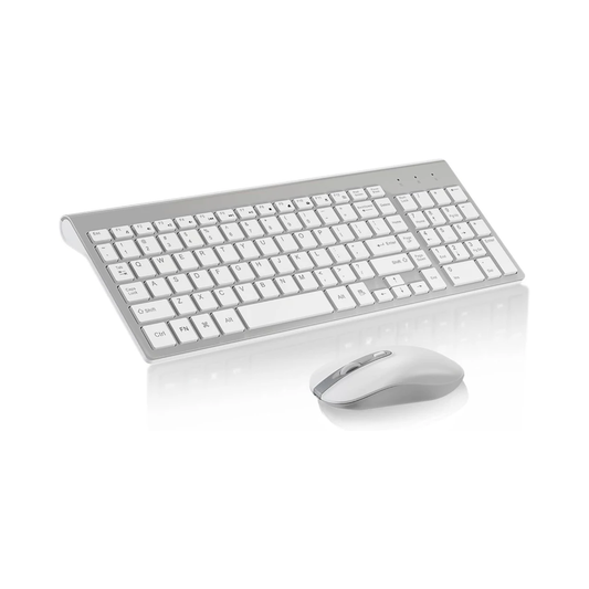 Easytyping KF10 Wireless Keyboard & Mouse Combo – Ultra Slim Silent Scissor Keys, One USB Receiver, 33 ft Range, Windows Compatible