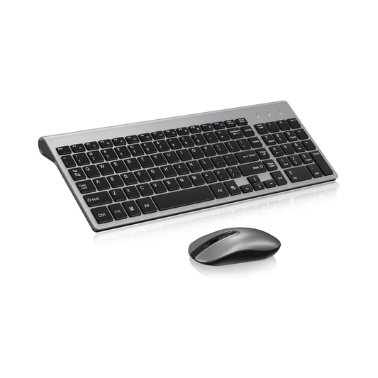 Easytyping KF10 Wireless Keyboard & Mouse Combo – Ultra Slim, Silent Scissor Switch Keys, One USB Receiver, 33 ft Range