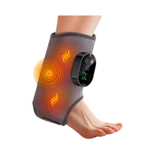 Electric Foot & Ankle Massager - 3/5 Vibration Gears with Hot Compress Ankle Wrap Brace for Muscle Relaxation & Health Care