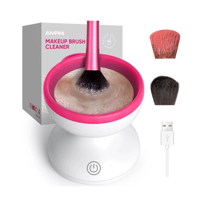 Electric Makeup Brush Cleaner Machine – Automatic Brush Washing for All Types, Silicone Bowl, High-Speed Rotating Water Flow, USB Powered, One-Button Operation, Removes 98% Makeup Residue