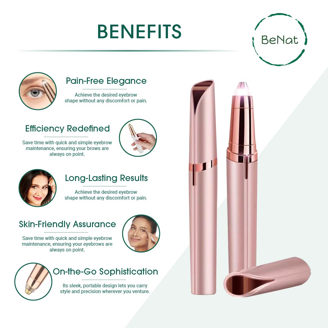 Rechargeable Beauty Trio – Facial Hair Remover, Eyebrow Trimmer & Heated Eyelash Curler, LED Precision, Travel Ready