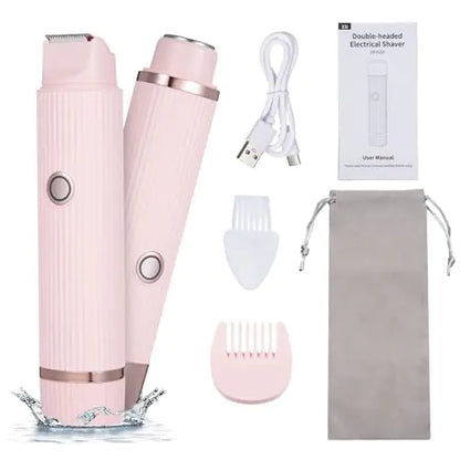 Dual-Head Electric Shaver – Body Hair Trimmer (0.3–6mm) + Smooth Shaving Head for Close Grooming