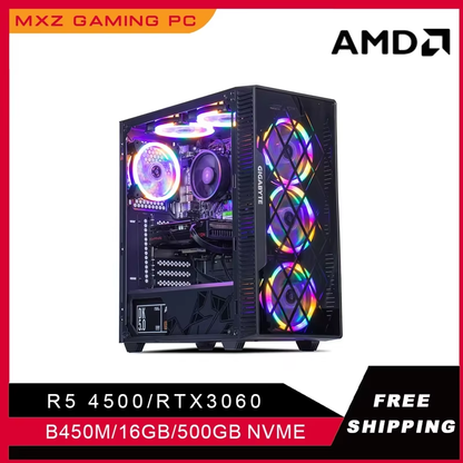 Gaming PC - AMD Ryzen 5 4500, RTX 3060, 500GB NVMe, Windows 10 Pro Desktop