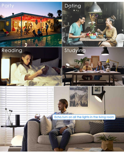 Wi-Fi Smart RGB + White Light Bulb - Alexa/Google Home Compatible - Dimmable, Timer, Color Changing