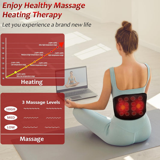 Far Infrared Heating Massage Belt – Adjustable Heat to 159°F, Vibrating Back & Waist Relief