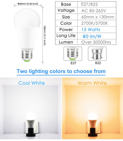 Wi-Fi Smart RGB + White Light Bulb - Alexa/Google Home Compatible - Dimmable, Timer, Color Changing